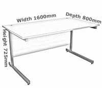 1600mm Wide Maple Cantilever Desk