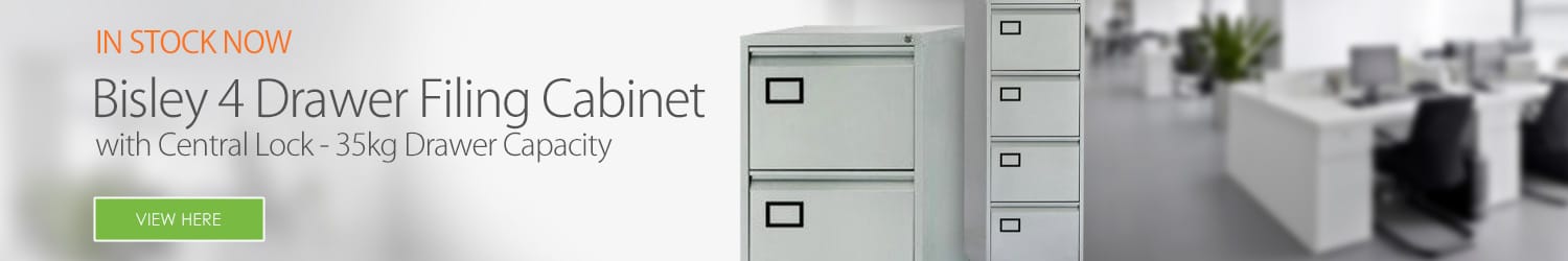 Bisley 4 Drawer Filing Cabinet Grey with Central Lock - 35kg Drawer Capacity - W470xD622xH1321mm - 5 Years Warranty