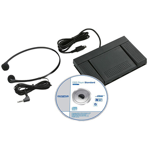 Olympus Transcription Starter Kit DS-2600 and AS-2400 Dictation Software Bundle Offer - Voice Recorder, Dictaphone - Foot Pedal, Headphones, 4 Position Slide Switch, Noise Cancelling, Stereo Recording, 2.4-Inch Colour Display - Windows and Mac Compatible