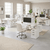 White core height adjsuatble desk in a modern open plan office setting