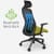 NV Ergonomic Posture Office Chair - Contoured Breathable Mesh Back - Adjustable Lumbar Support - Black Frame - Green Seat - Breathable Mesh Back