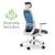 NV Ergonomic Posture Office Chair - Contoured Mesh Back - Adjustable Lumbar Support - Headrest - White Frame - Grey Seat - Breathable Mesh BAck