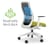 NV Ergonomic Posture Office Chair - Contoured Mesh Back - Adjustable Lumbar Support - White Frame - Green Seat - Breathable Mesh Back
