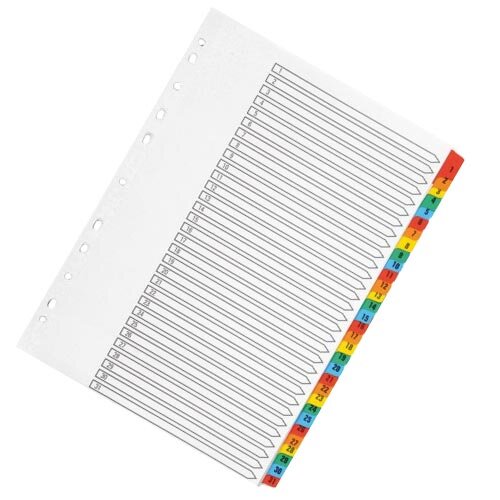 Q-Connect Index A4 Multi-Punched 1-31 Reinforced Multi-Colour Tabbed
