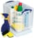 side view, lid off, suggested use of storage for cleaning products, Really Useful 19L Plastic Storage Box With Lid W375xD255xH290mm Clear RUP80213 - Cleaning Storage