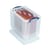 side view, lid off, suggested use of storage for suspension files Really Useful 19L Clear Plastic Storage Box with Lid W375xD255xH290mm – Durable & Stackable RUP80213