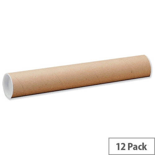  Postal Tubes Cardboard with Plastic End Caps (Pack 12)