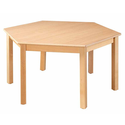 hexagonal wooden primary school table