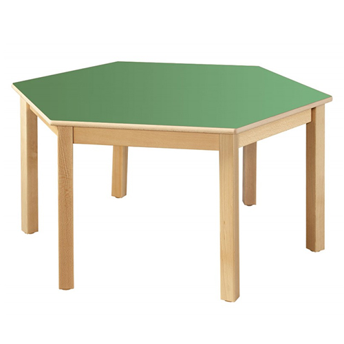 hexagonal wooden primary school table