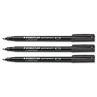Staedtler Lumocolor 313-9 Permanent Black Pen Superfine 0.4mm Line Pack 10