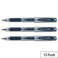 Uni-ball UM153S Impact Black Gel Rollerball Pen Pack 12