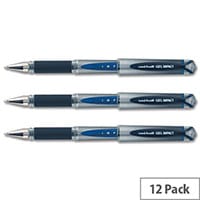 Uni-ball UM153S Impact Blue Gel Rollerball Pen Pack 12