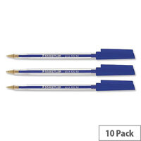 Staedtler Stick Blue Ballpoint Pen 430 10-Pack – ISO 11540 Standard, Medium 1.0mm Tip 0.35mm Line, Airplane-Safe, No Toxic Metals, No Blotting, Long-Lasting & Snug-Fitting Cap (430M-3)