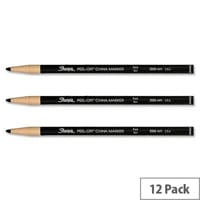 Sharpie China Marker Pencil Black Peel-off Unwraps to Sharpen Pack 12
