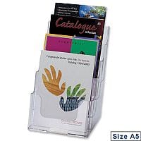 Deflecto A5 Multi Tier Leaflet & Brochure Holder 4 Pockets Clear