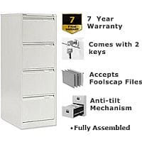 4 Drawer Steel Filing Cabinet Flush Front Chalk White Bisley BS4E