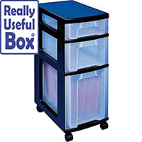 Really Useful Storage Tower Polypropylene 3 Drawers 7L 12L 25L W300xD420xH690mm Black Clear Ref DT1021B