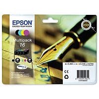 Epson 16 Inkjet Cartridge Pen & Crossword 4 Colour Multipack - Black, Cyan, Magenta, Yellow - T16264010 C13T16264012
