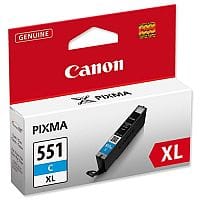 Canon CLI-551XL C ( 6444B001 ) Cyan High Yield Ink Cartridge Original - for PIXMA iP8750, iX6850, MG5550, MG5650, MG5655, MG6450, MG6650, MG7150, MG7550, MX725, MX925