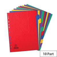 Elba A4 10 Part Pressboard Dividers Assorted 400007513