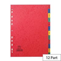 Elba Heavyweight 225gsm Pressboard Dividers Europunched Jan-Dec A4 Assorted Ref 400007517
