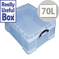 Storage Box Plastic With Lid Stackable 70 Litre Clear Really Useful