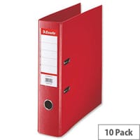 Esselte A4 Polypropylene 75mm Red Lever Arch File Pack of 10