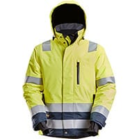 Snickers 1132 High-Vis, Class 3 Waterproof 37.5® Insulated Jacket High Visibility Yellow - Navy Size: L