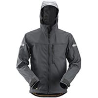 Snickers 1229 AllroundWork Softshell Jacket with Hood Size XXXL Steel Grey & Black