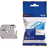 Brother P-touch M-K221SBZ Labelling Tape, 9mm x 4m, Black on White Plastic - Durable Labels for Professional Use