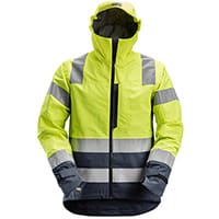 Snickers 1330 AllroundWork High-Vis Waterproof Shell Jacket Class 3 Size XXXL Yellow & Navy