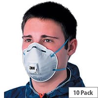 3M Respirator Mask Valved FFP2 Classification White with Blue Straps 8822 Pack 10