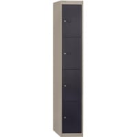 Bisley 4 Door Steel Locker Grey & Blue W305xD305xH1802mm 5 Year Warranty
