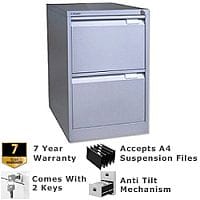 2 Drawer Steel Filing Cabinet Flush Front Silver Bisley BS2E