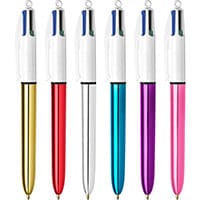BIC 4 Colours Shine Ballpoint Pens 1.0mm Tip Assorted Metallic Barrels Ref 964775 Pack of 12