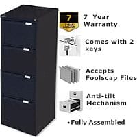 4 Drawer Steel Filing Cabinet Flush Front Black Bisley BS4E