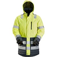 Snickers 1830 AllroundWork, High-Vis Waterproof Parka Class 3 High Visibility Yellow - Steel Grey Size: XL