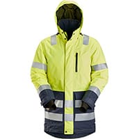 Snickers 1830 AllroundWork, High-Vis Waterproof Parka Class 3 High Visibility Yellow - Navy Size: XL