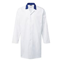 Portwest Food Industry No Pocket Coat - White/Royal Blue - Size XXXL