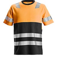 Snickers 2534 AllroundWork, High-Vis T-Shirt CL 1 High Visibility Orange - Black Size: XXXL