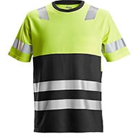 Snickers 2534 AllroundWork, High-Vis T-Shirt CL 1 High Visibility Yellow - Black Size: XS