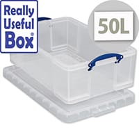Plastic Storage Box 50 Litre Stackable Clear Really Useful