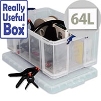 Plastic Storage Box 64 Litre Stackable Clear Really Useful