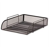 Office Mesh Letter Tray Stackable Front Load Portrait Foolscap Scratch Resistant Black 5 Star
