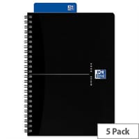Oxford Office A4 Notebook Wirebound Smart Black Ruled 180 Pages Pack 5