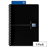 Oxford Office A5 Notebook Wirebound Smart Black Ruled 180 Pages Pack 5