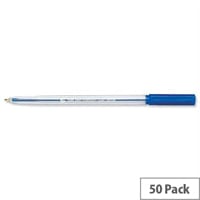 Ballpoint Pen Blue Medium Clear Barrel Pack 50 5 Star
