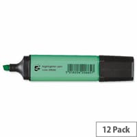 5 Star Green Highlighters Chisel Tip Pack 12