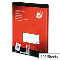 5 Star Address Laser Labels 635 x 381mm White (2100 Labels)