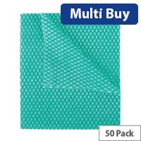 Economy Cloths Pack of 50 Green 42x35cmDurable and Reusable Cleaning Cloths